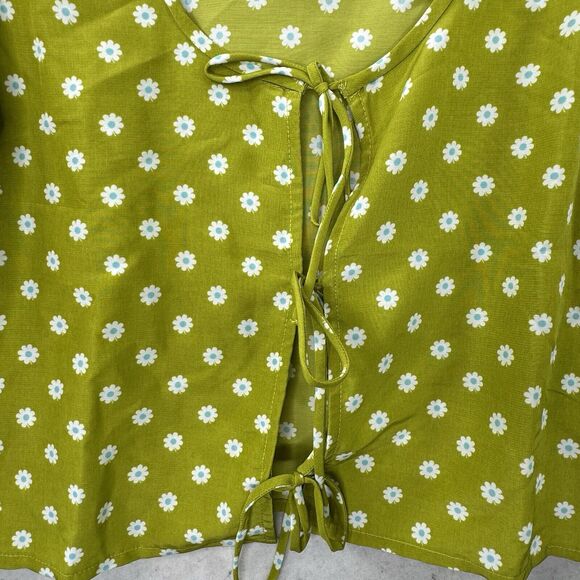 Levi’s Embry Tie Front Green Floral Daisy Lightweight Boho Top Womens Size XL - Picture 12 of 14